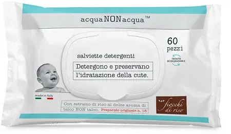 Fiocchi di Riso Acqua Non Acqua Salviettine Detergenti 60 Pezzi