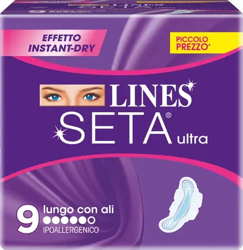 Lines Seta Ultra Lungo Con Ali Assorbente Per Flussi Intensi 9 Pezzi