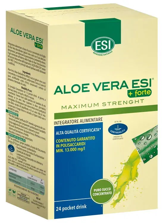 Esi Aloe Vera Succo +Forte Integratore Alimentare 24 Pocket Drink