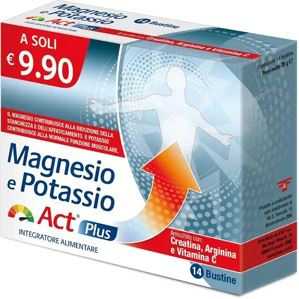 Magnesio Potassio Act Plus Integratore di Sali Minerali 14 Bustine