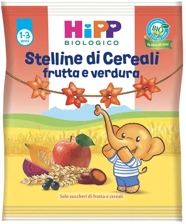 Hipp Bio Stelline di Cereali Frutta e Verdura Snack Bambini 30 g