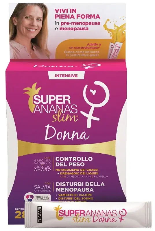 Zuccari Super Ananas Slim Donna Integratore Dimagrante per Menopausa 28 Bustine