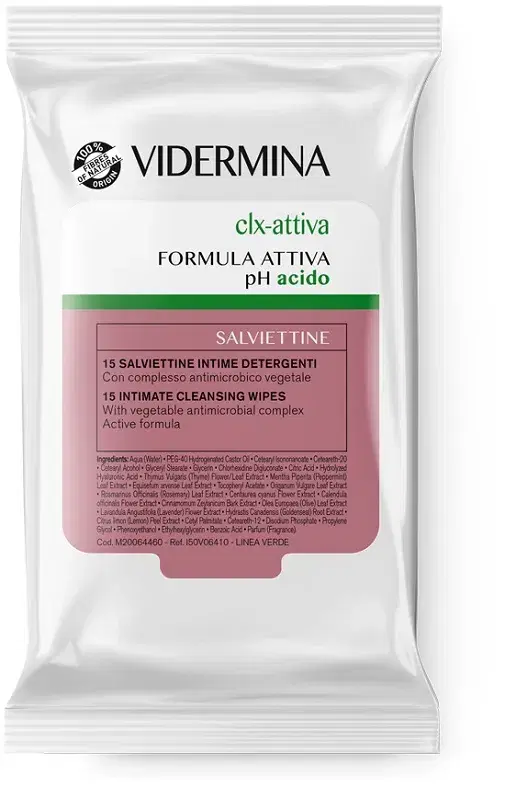 Vidermina Clx Attiva 15 Salviette Intime Detergenti