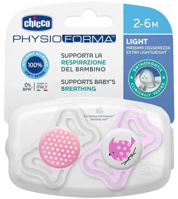 Chicco Physio Forma Light Succhietto Girl in Silicone 2-6 Mesi 2 Pezzi