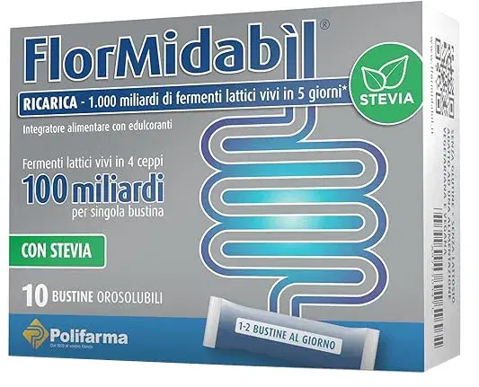 FlorMidabil Ricarica Con Stevia Integratore Con 100 Miliardi di Fermenti Lattici