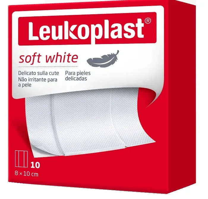 Leukoplast Soft White Cerotti Delicati sulla Cute 8x10 cm 10 Pezzi
