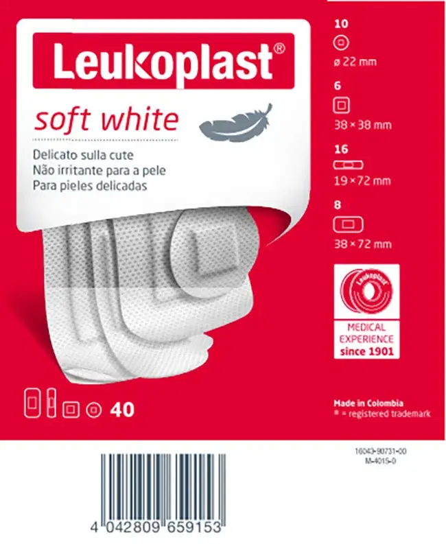 Leukoplast Soft White Cerotti Delicati sulla Cute 40 Pezzi Assortiti