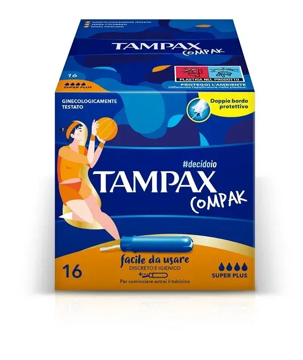 Tampax Compak Super Plus Assorbenti Interni per Flusso Abbondante 16 Pezzi