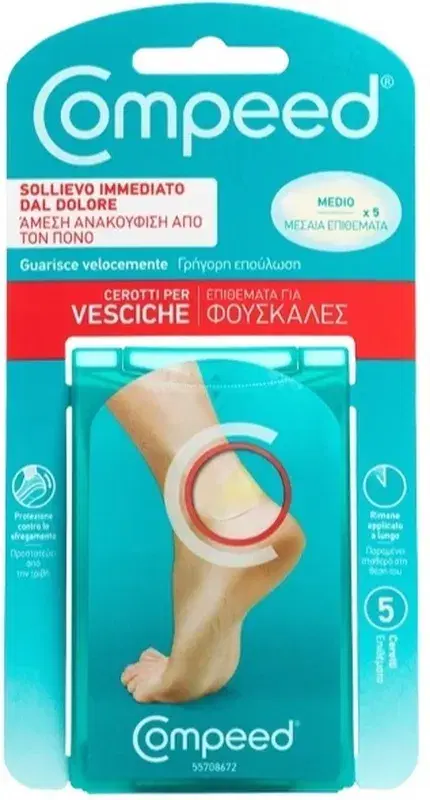 Compeed Cerotti Per Vesciche Medio Sollievo Rapido dal Dolore 5 Pezzi