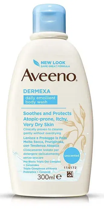 Aveeno Dermexa Bagno Doccia Emolliente - Detergente per pelle secca a tendenza acneica 300 ml