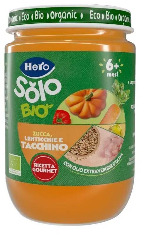 Hero Solo 100% Biologico Zucca, Lenticche e Tacchino 120 gr