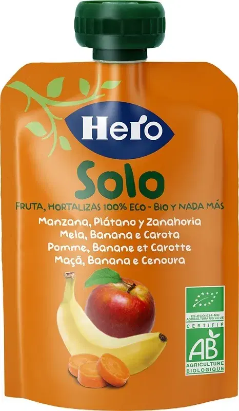 Hero Solo 100% Biologico Mela, Banana e Carota 100 gr