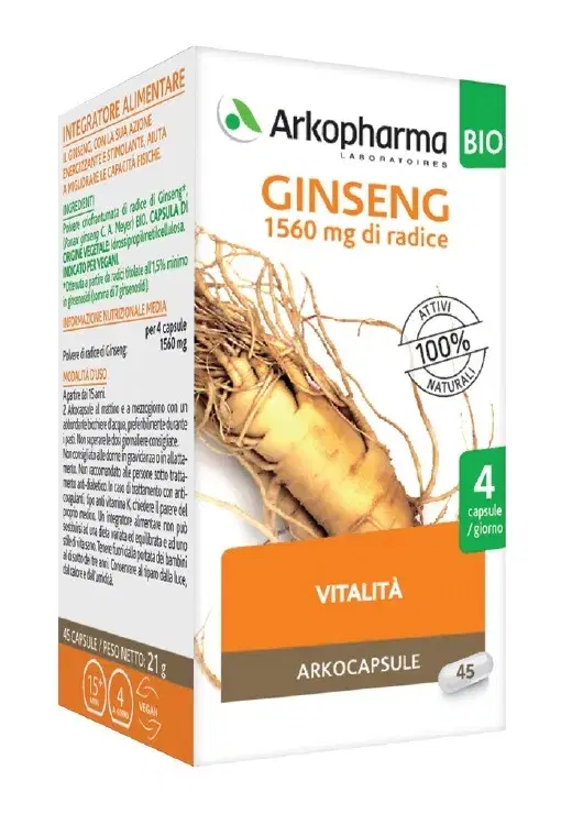 Arkocapsule Ginseng Bio Integratore Tonico 45 Capsule