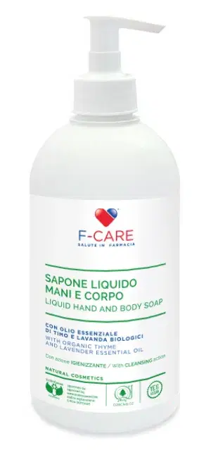 F-Care Bio Sapone Liquido Antibatterico e Lenitivo Per Mani e Corpo 500 ml