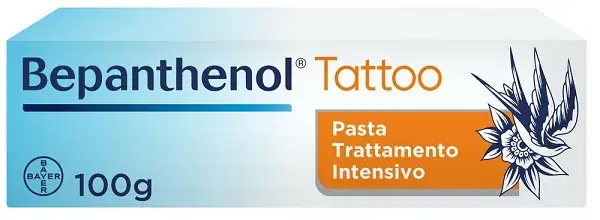Bepanthenol Tattoo Pasta Trattamento Intensivo Tatuaggio con Pantenolo Idrata Rigenera la Pelle 100g