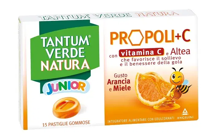 Tantum Verde Natura Junior Integratore per il Benessere della Gola 15 Pastiglie