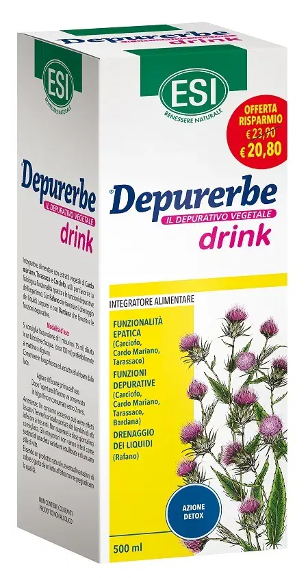 Esi Depurerbe Drink Integratore Depurativo Vegetale Benessere del Fegato 500 ml