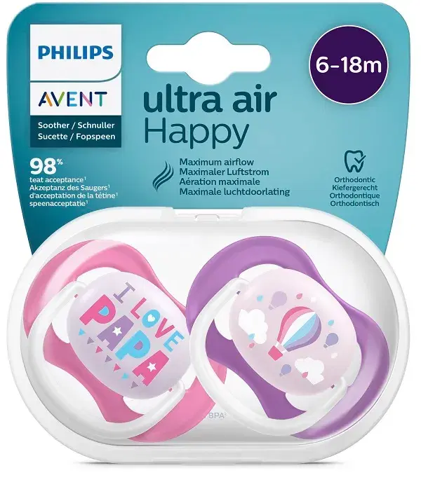 Philips Avent Ultra Air Succhietto Papa/balloon Femmina 6-18 Mesi 2 Pezzi