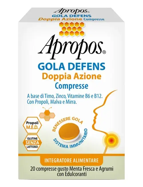 Apropos Gola Defens Doppia Azione 20 Compresse per il Benessere della Gola