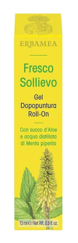 Erbamea Fresco Sollievo Roll-on Gel Dopopuntura Con Succo d'Aloe 15 ml