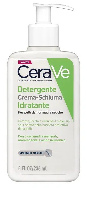 CeraVe Detergente Crema Schiuma per il Viso per Pelli da Normali a Secche 236 ml