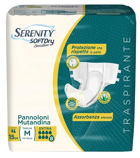 Serenity Soft Dry Sensitive Pannolone Mutandina Extra Taglia M 15 Pezzi