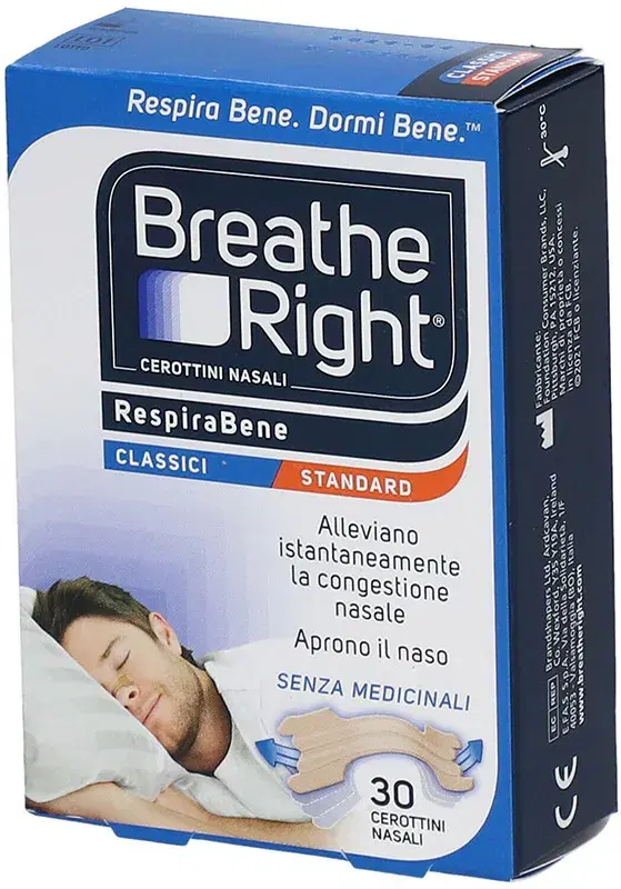 Breath Right Cerottini RespiraBene Nasali Classici Standard 30 Pezzi