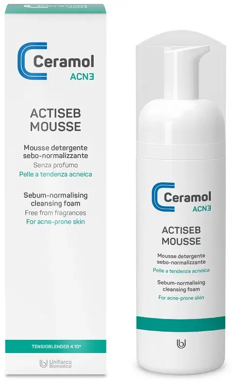 Ceramol Actiseb Mousse Detergente sebo-normalizzante Pelle Acneica 150 ml