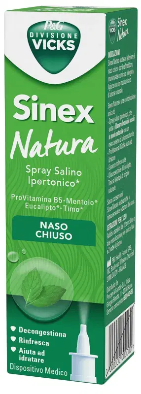 Sinex Natura Spray Salino ProVitamina B5 Eucalipto Timo Mentolo Ipertonico 20 ml
