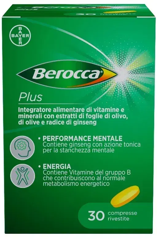 Berocca Plus Integratore Vitamine e Minerali per Energia Concentrazione e Memoria 30 Compresse