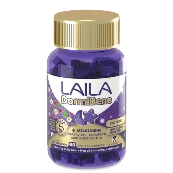 Laila Dormibene Integratore per il Sonno 30 Pastiglie Gommose Frutti di Bosco