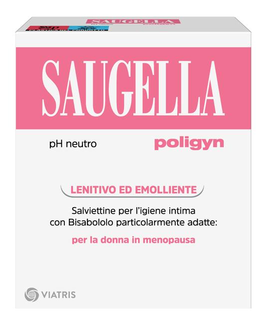 Saugella Poligyn Salviettine Intime Morbide Emollienti Lenitive PhNeutro 10Pezzi