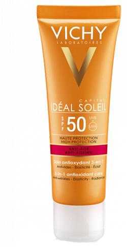 Vichy Capital Ideal Soleil SPF50+ Trattamento Anti-Età 3in1 Antiossidante 50 ml