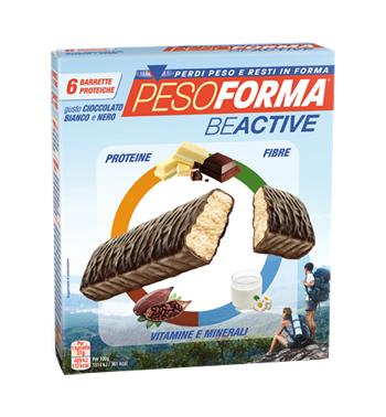 Pesoforma BeActive Barretta Cioccolato Bianco e Nero 6 Pezzi 186 g