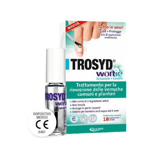 Trosyd Wortie Soluzione + Cerotto Trattamento Rimozione Verruche Comuni e Planta