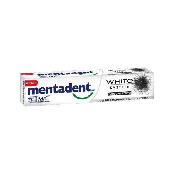 Mentadent Dentifricio White System Charcoal 75ml