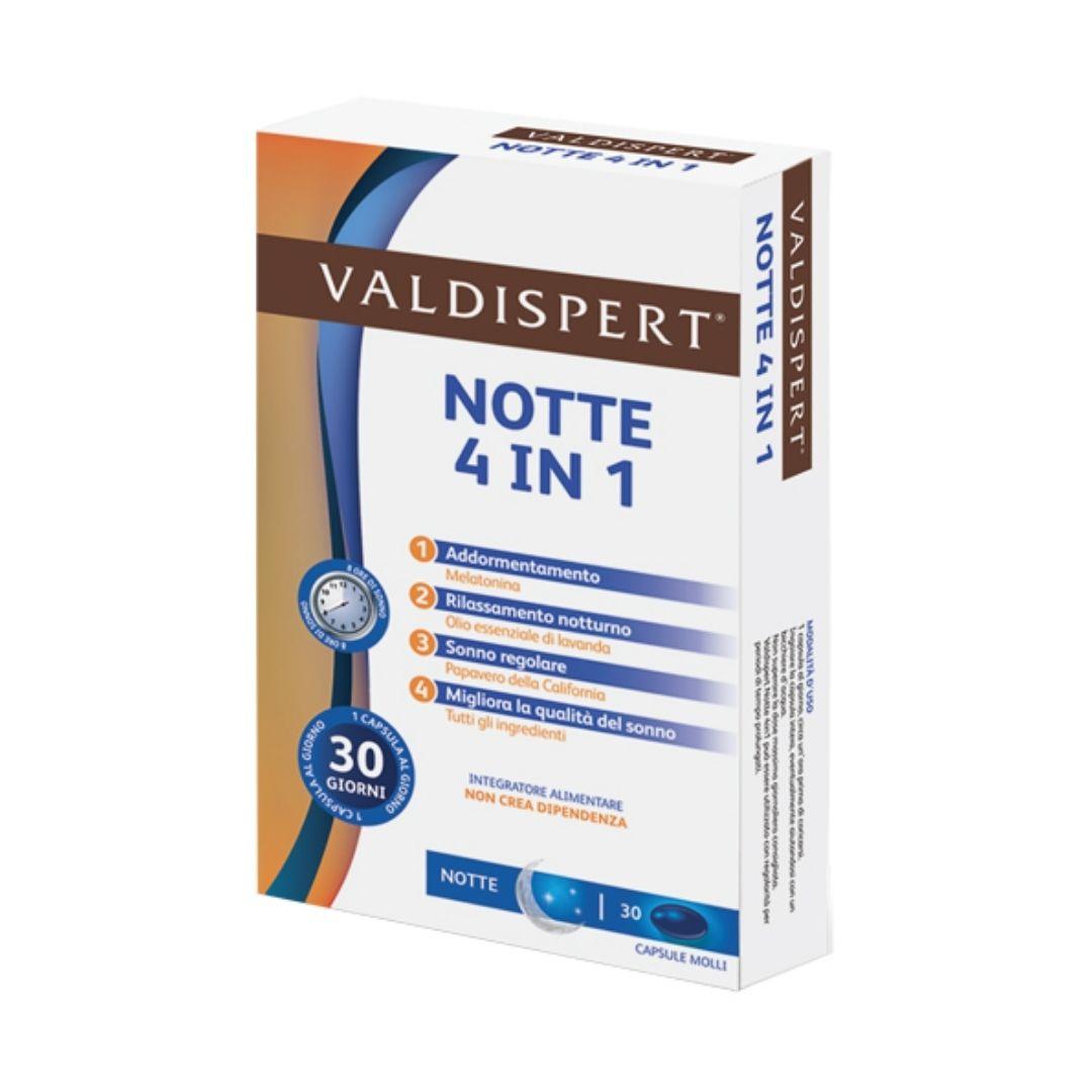 Valdispert Notte 4 In 1 Integratore per il Sonno e il Relax 30 Capsule Molli