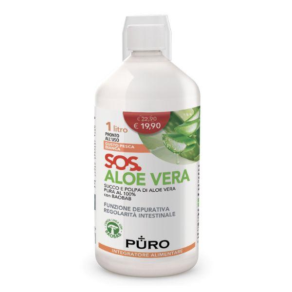 Uragme Puro Aloe Succo E Polpa 100% + Baobab Pesca Bianca 1 Litro