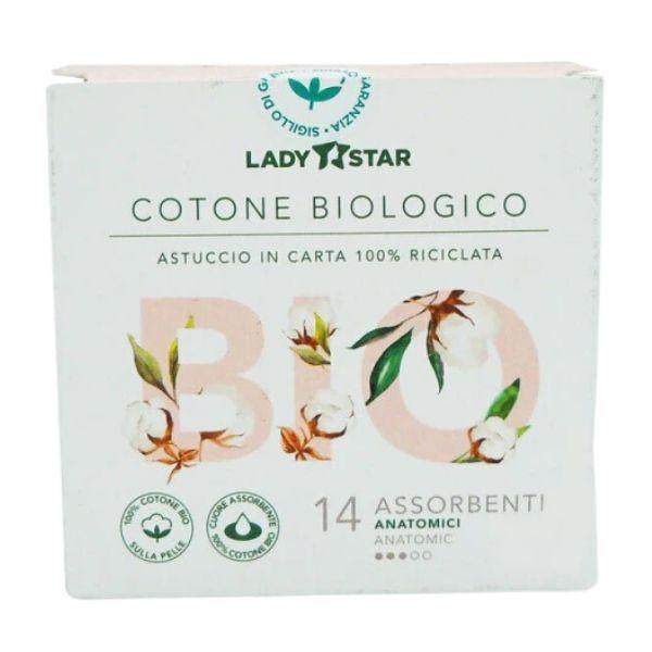Ladystar Assorbenti Anatomici Bio 100% Cotone 14 Pezzi