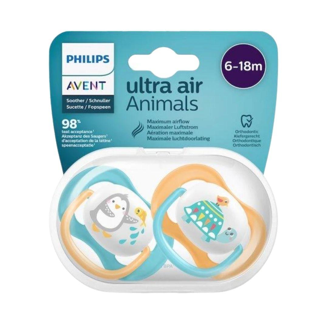 Avent Ultra Air Animals Succhietto Penguin/Turtle Maschio 6-18 Mesi 2 Pezzi