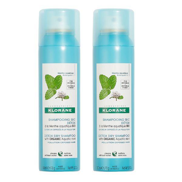 Klorane Shampoo Secco Menta Acquatica Anti-Inquinamento 2 x 150 ml