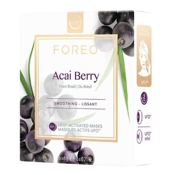 Foreo Ufo Mask Acai Berry Maschera Viso Anti-Age Rinfrescante Levigante 6 Pezzi