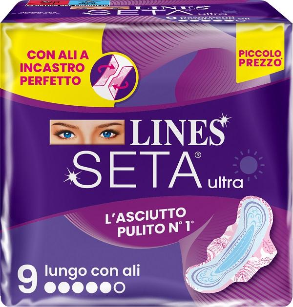 Lines Seta Ultra Ali Lunghe per Assorbenza e Comfort Notturno 9 Pezzi