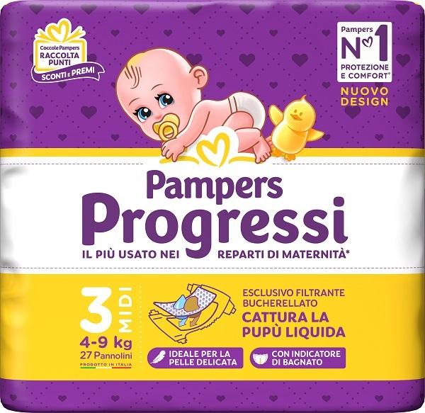 Pampers Progressi Pannolini Taglia Midi Confezione da 27 Pezzi
