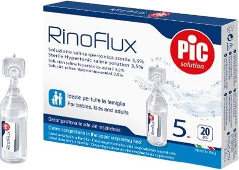 Rinoflux Soluzione Ipertonica Fiale 20 Pezzi da 5 ml per Lavaggi Nasali