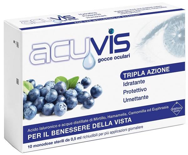 Acuvis Gocce Oculari Idratanti e Rinfrescanti 10 Flaconcini Monodose da 0,5ml
