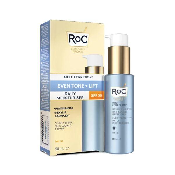 Roc Multi Correxion Even Tone + Lift Idratante Quotidiano Viso SPF30 Trattamento illuminante