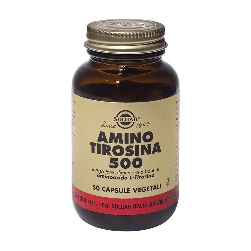 Solgar Amino Tirosina 500 Integratore Alimentare 50 Capsule Vegetali