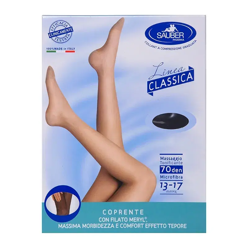 Sauber Linea Disp Med Classic Collant Coprente Liscio 70 Den 13-17mm tg 4 Nero