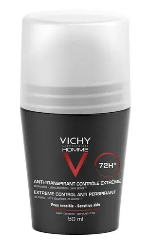 Vichy Homme Deodorante Anti-Traspirante 72h Roll-on Pelle Sensibile Uomo 50 ml